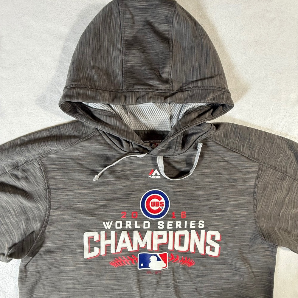 Chicago Cubs 2016 World Series Champions Hoodie Mens Medium Therma Base Majestic